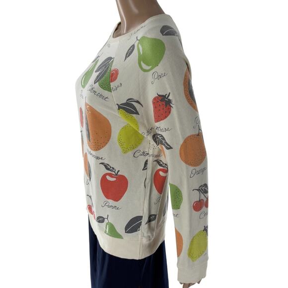 Anthropologie Back When White Fruit Medley Pullover Sweatshirt - Picture 7 of 11